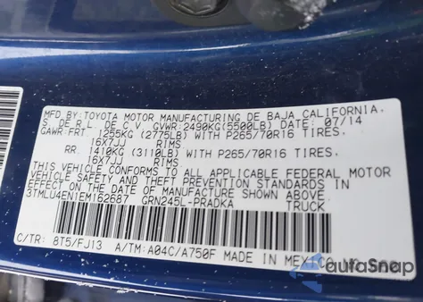 2014 Toyota Tacoma Base V6 from USA, damaged, VIN 3TMLU4EN1EM162687